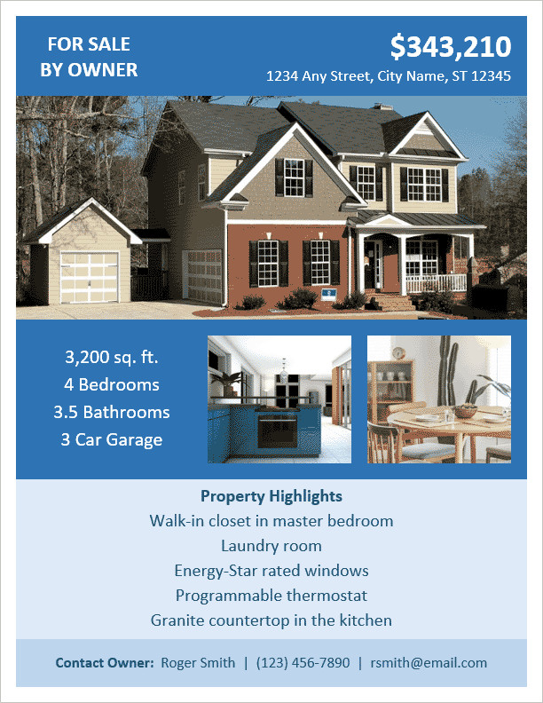 House for Sale Flyer Template Fsbo Flyer Template for Word