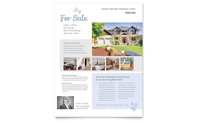 House for Sale Flyer Template Real Estate Listing Flyer Template Word & Publisher