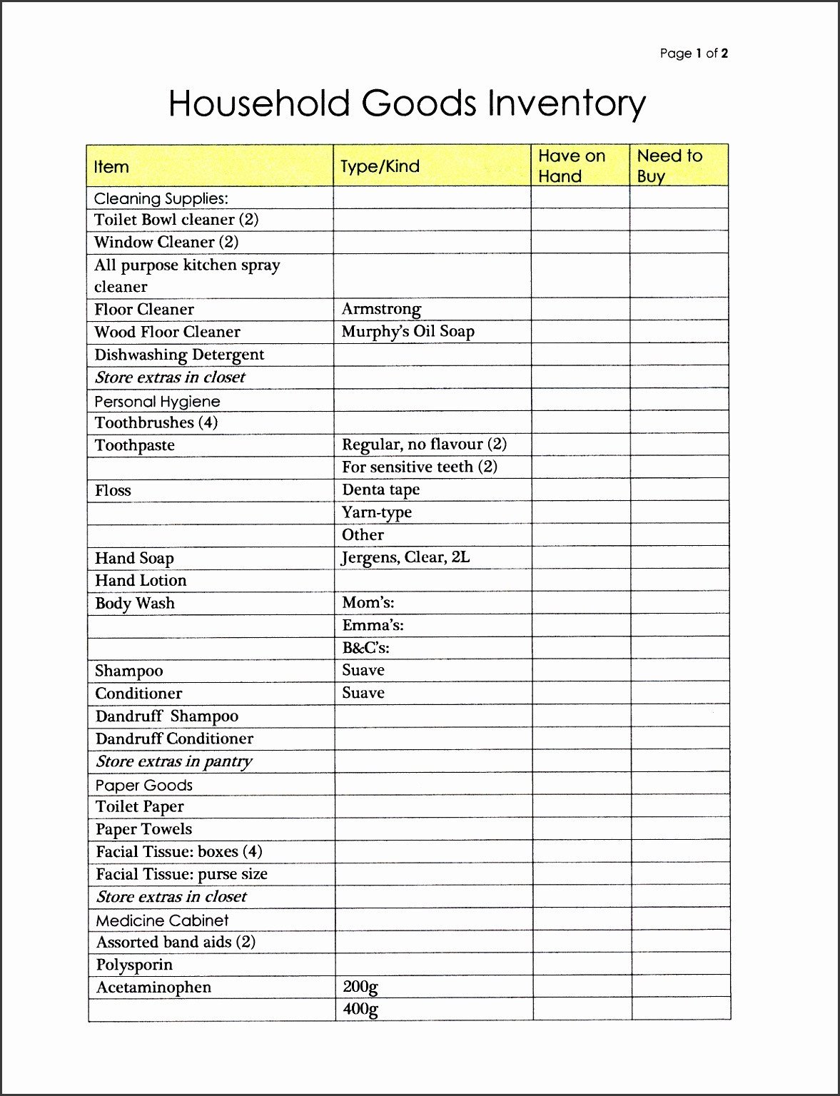 Household Inventory List Template 7 Inventory Checklist Template Sampletemplatess