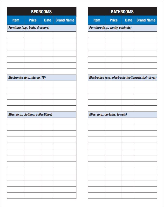 Household Inventory List Template Inventory Checklist Template 26 Free Word Excel Pdf