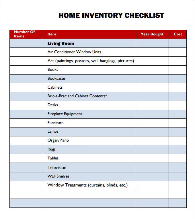 Household Inventory List Template Inventory Checklist Template 26 Free Word Excel Pdf