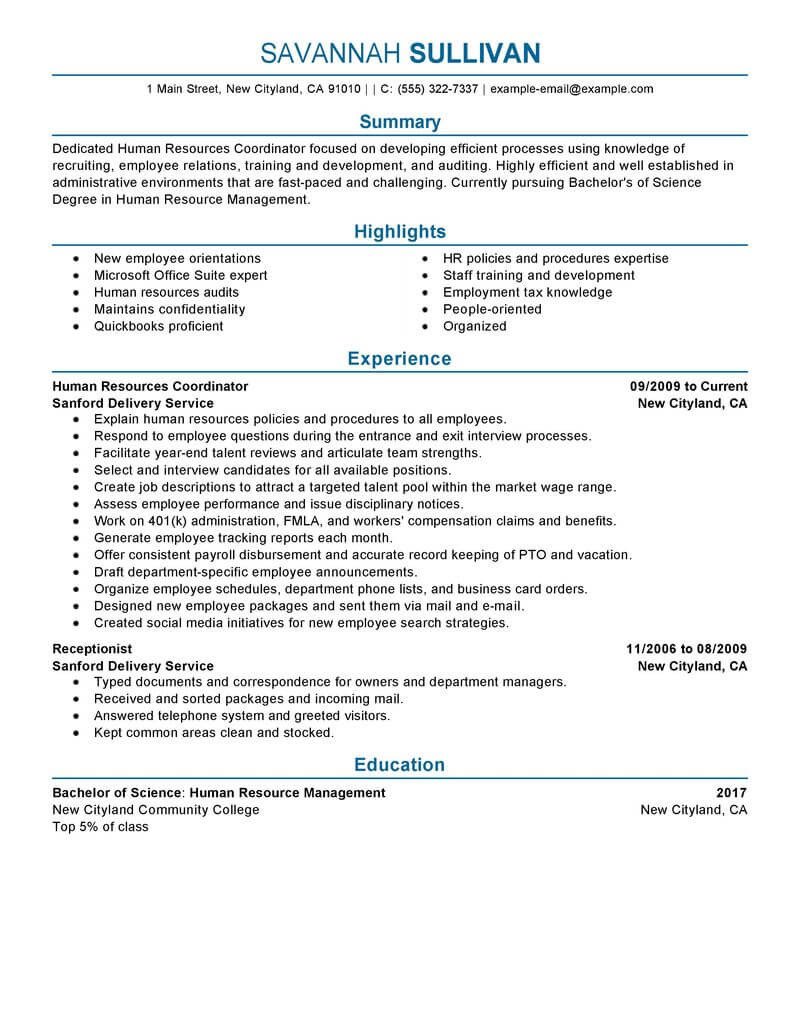 Human Resources Resume Template 7 Amazing Human Resources Resume Examples