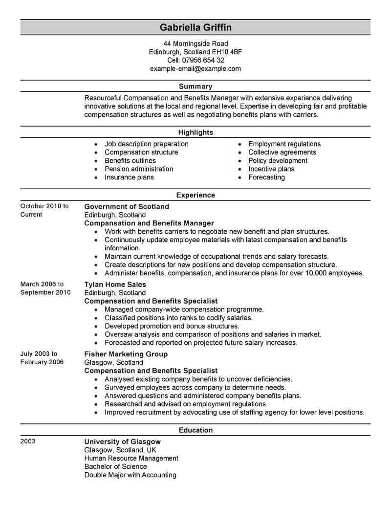 Human Resources Resume Template Amazing Human Resources Resume Examples