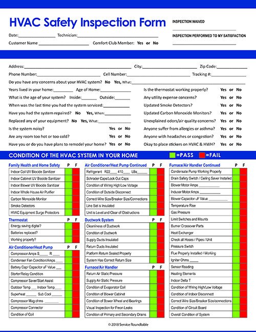 Hvac Inspection Report Template Hvac Inspection Sheet