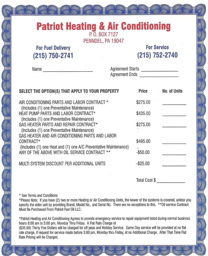 Hvac Maintenance Contract Template Heating and Air Conditioning Service Contract Template