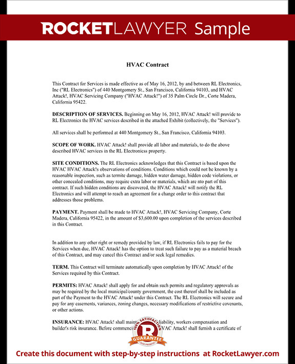 Hvac Maintenance Contract Template Hvac Service & Maintenance Contract Template with Sample