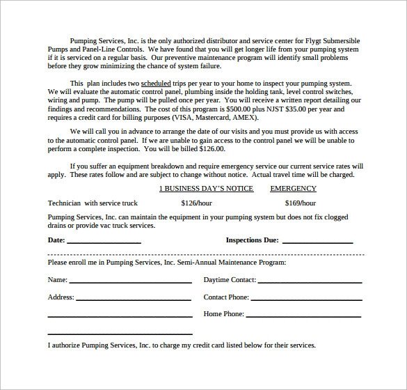 Hvac Maintenance Contract Template Maintenance Contract Template 20 Download Documents In