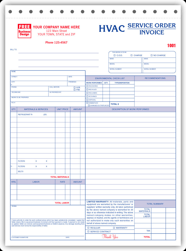 Hvac Work order Template 6532 3 Hvac Invoices Service orders
