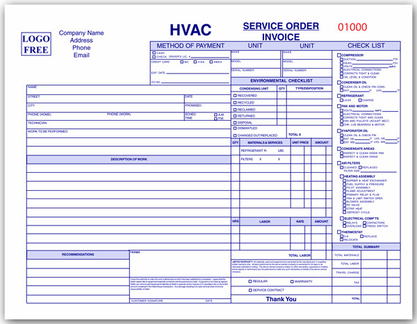 Hvac Work order Template Hvac order form