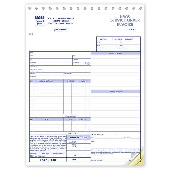 Hvac Work order Template Hvac Service Invoice form Hvac Work orders