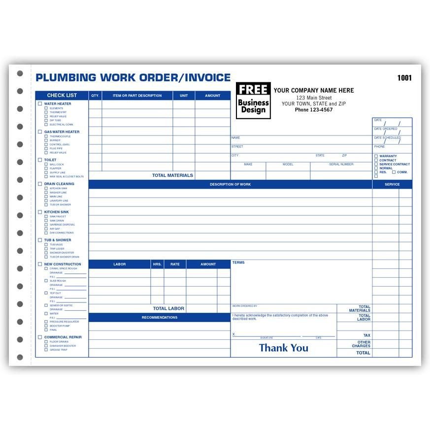 Hvac Work order Template Plumbing Work order Work order forms
