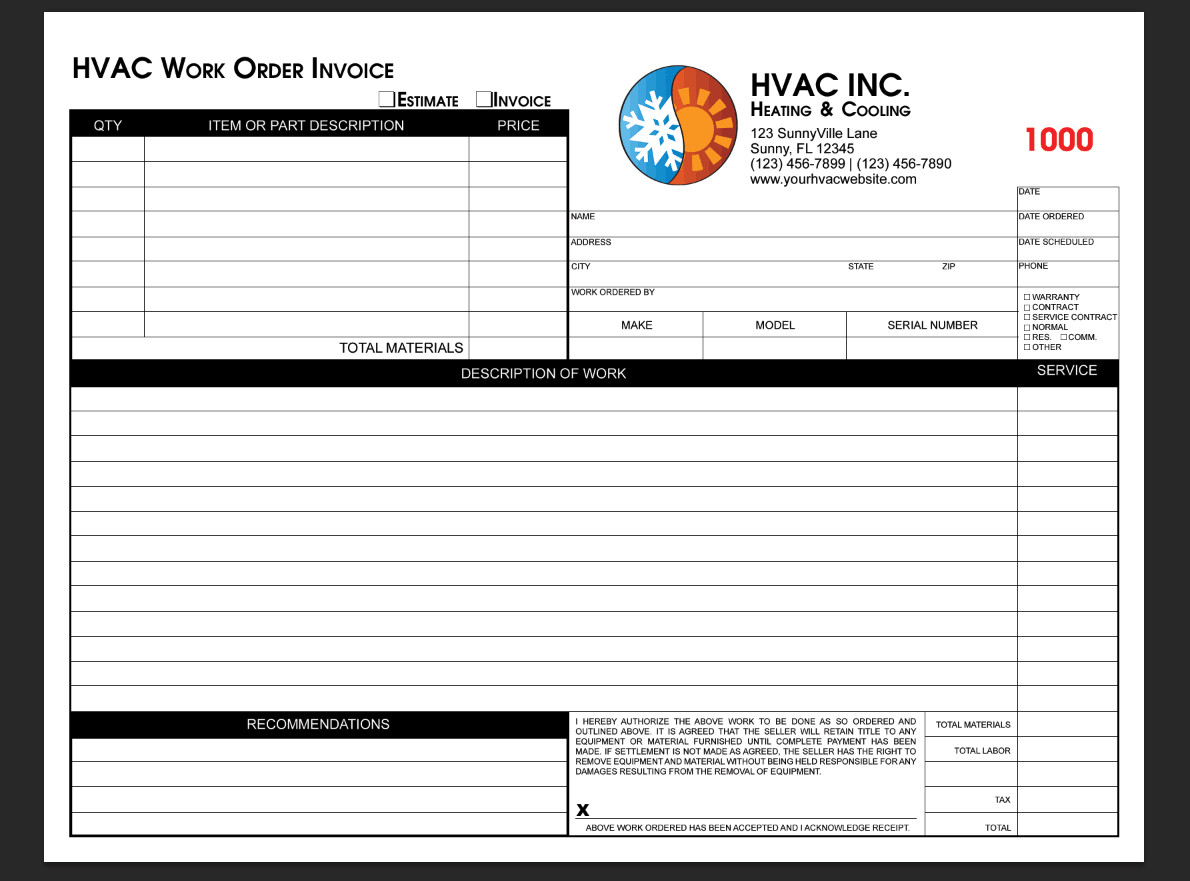 Hvac Work order Template Print It 4 Less Blog