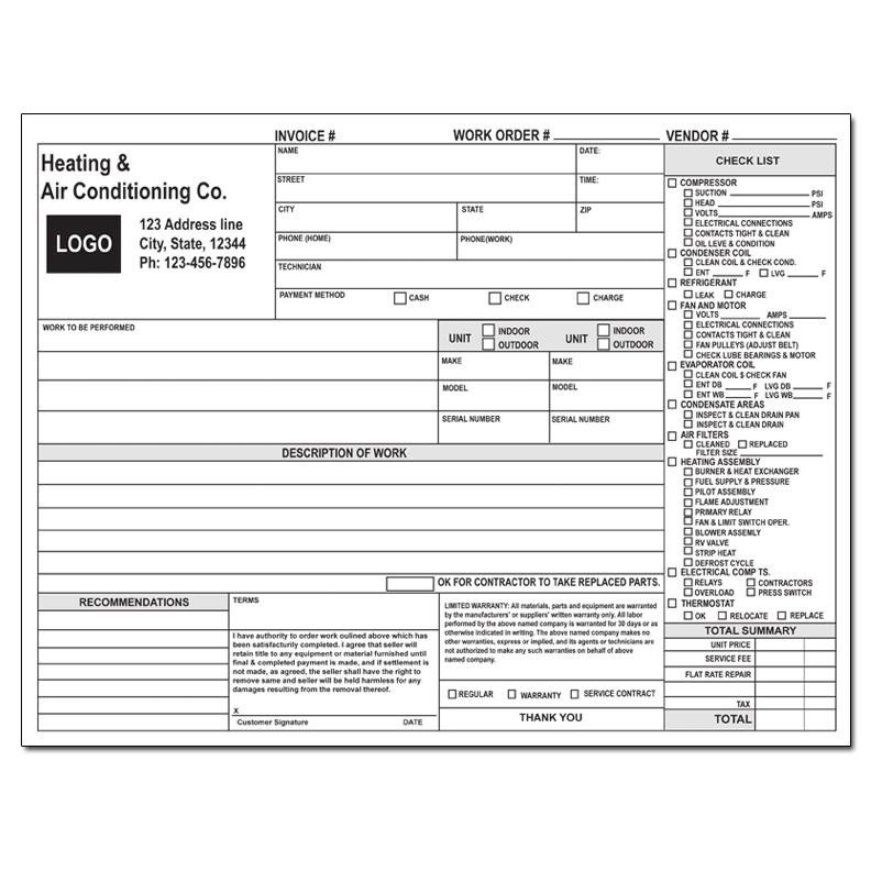 Hvac Work order Template Product Details