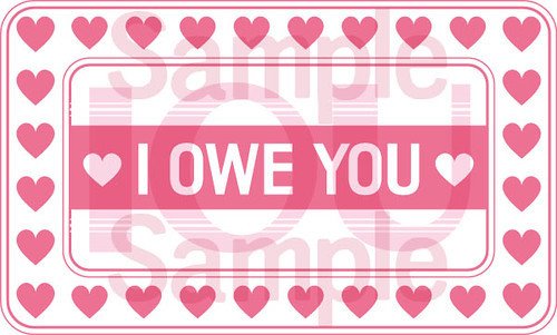 I Owe You Template Heart Bordered Ious for Romantic Favors Owed