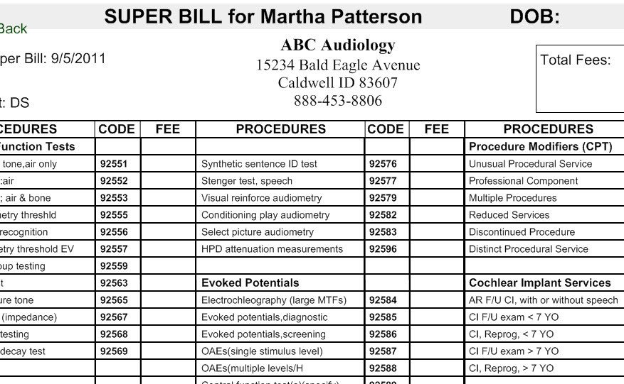 Icd 10 Superbill Template 9 Best Of Free Printable Medical Superbills Free