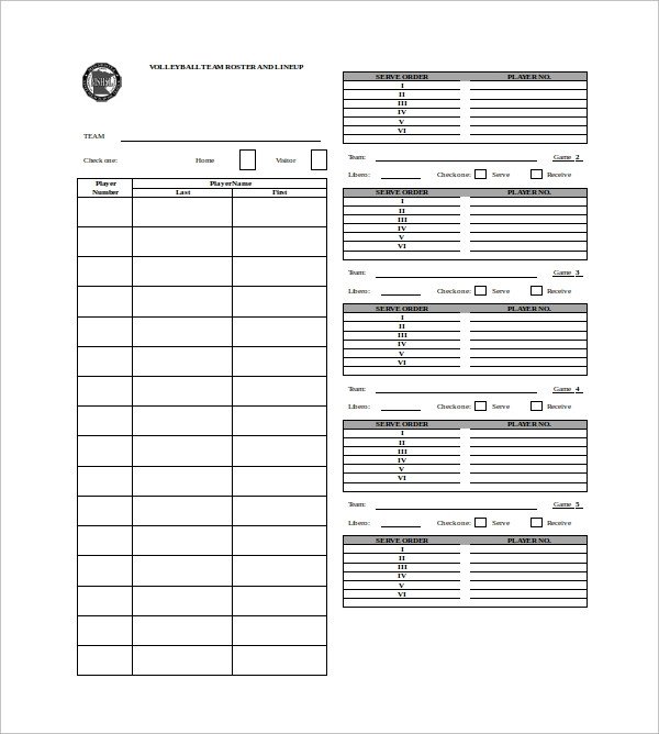 Ihsa Volleyball Lineup Sheet 7 Sample Volleyball Roster Templates Pdf Word