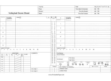Ihsa Volleyball Lineup Sheet Printable Volleyball Score Sheet