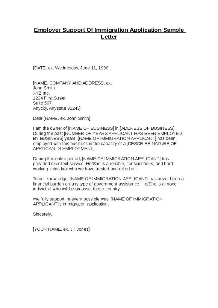 Immigration Letter Of Support Friend Support Immigration Application Sample Letter