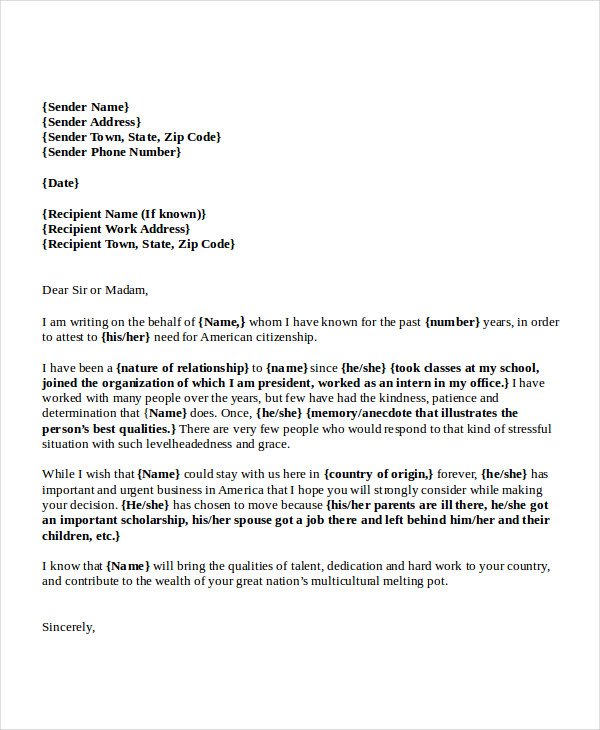 Immigration Letter Of Support Immigration Letter Support for A Family Member