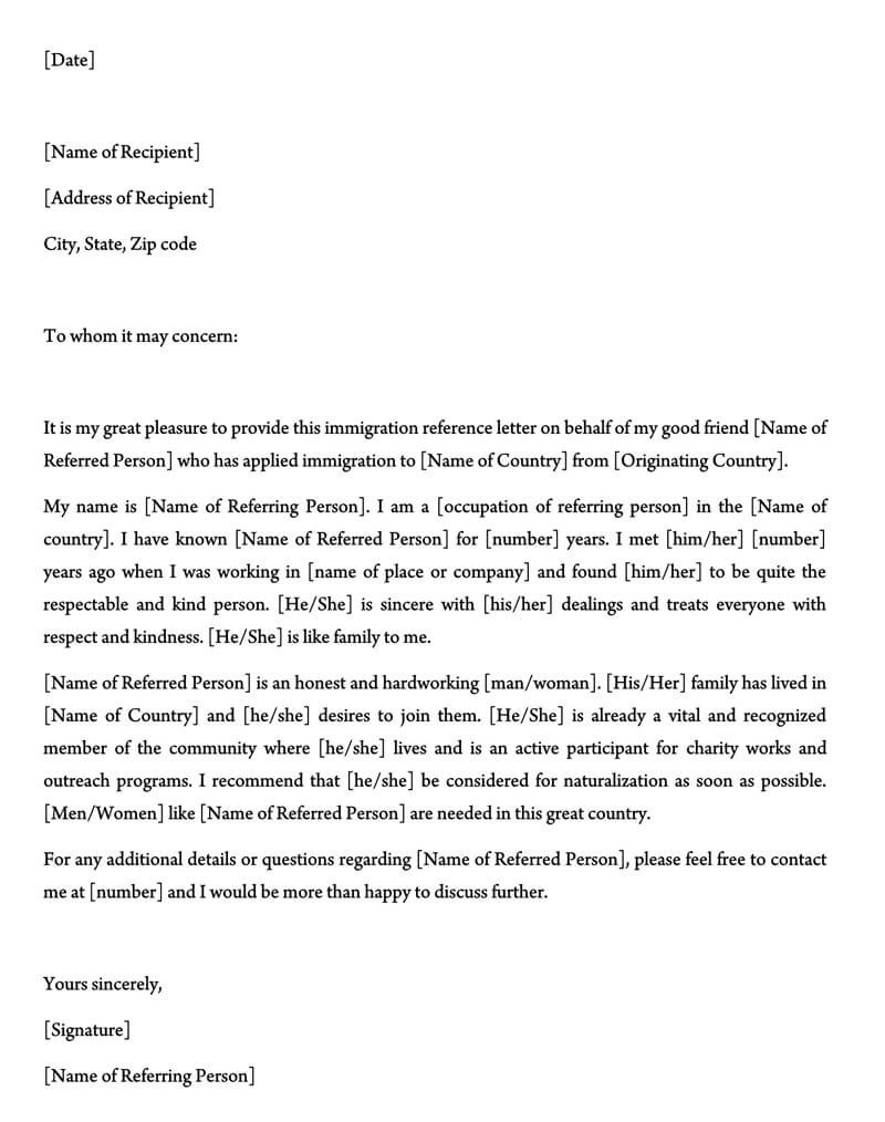 Immigration Letter Of Support Letter Of Support for Immigration 10 Sample Reference