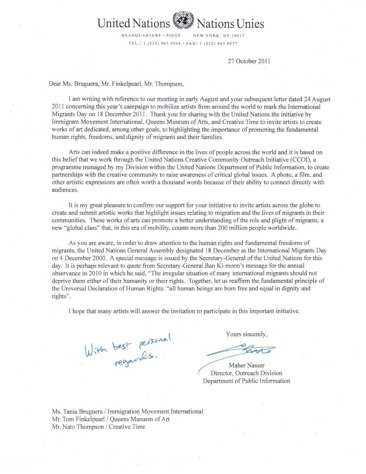 Immigration Letter Of Support United Nations Ficial Letter Support for Dec
