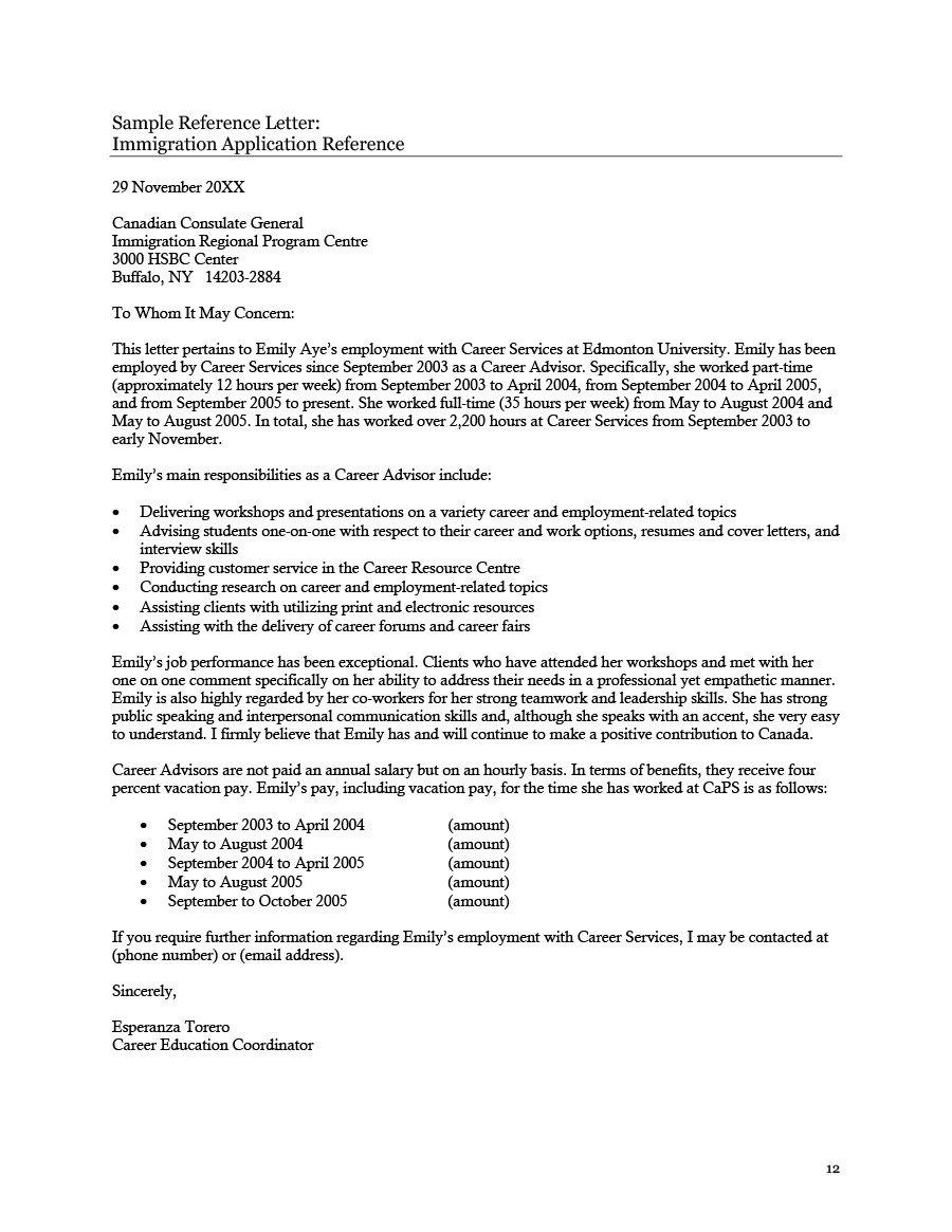 Immigration Recommendation Letter Sample 36 Free Immigration Letters Character Reference Letters