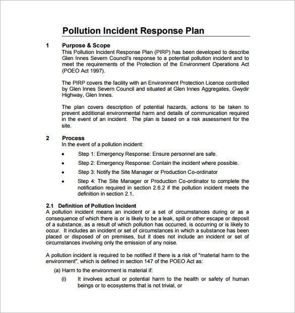 Incident Response Plan Template 11 Incident Response Plan Templates Pdf Word format