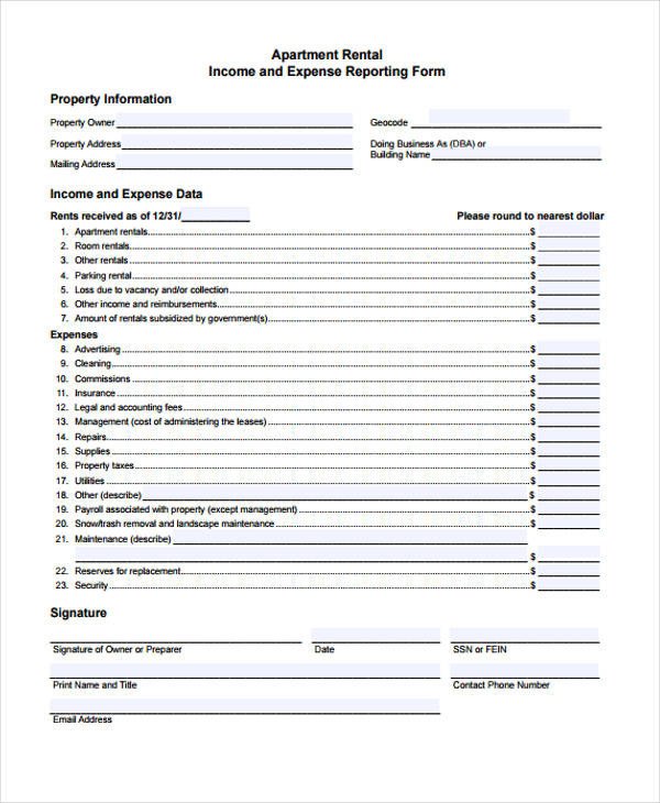 Income and Expense form 28 Expense Report form In Pdf