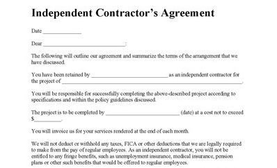 Independent Contractor Contract Template Independent Contractor Agreement