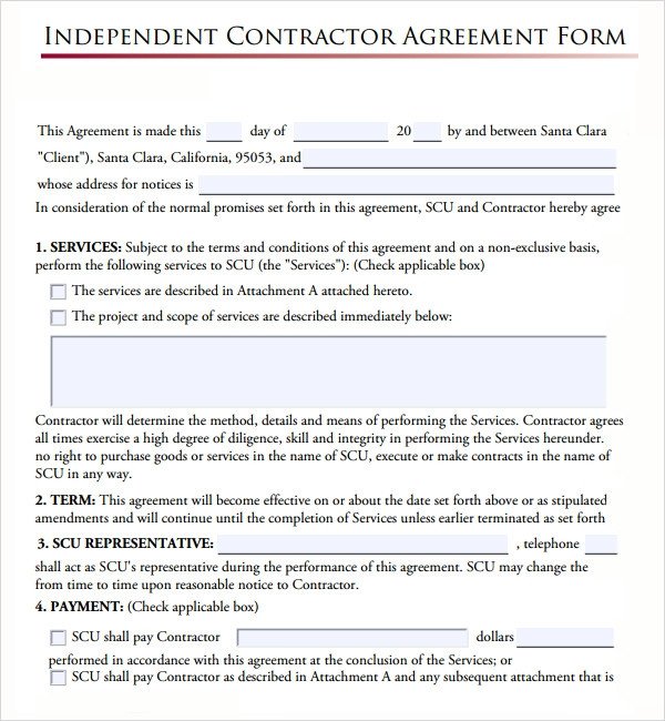 Independent Contractor Contract Template Sample Subcontractor Agreement 17 Free Documents