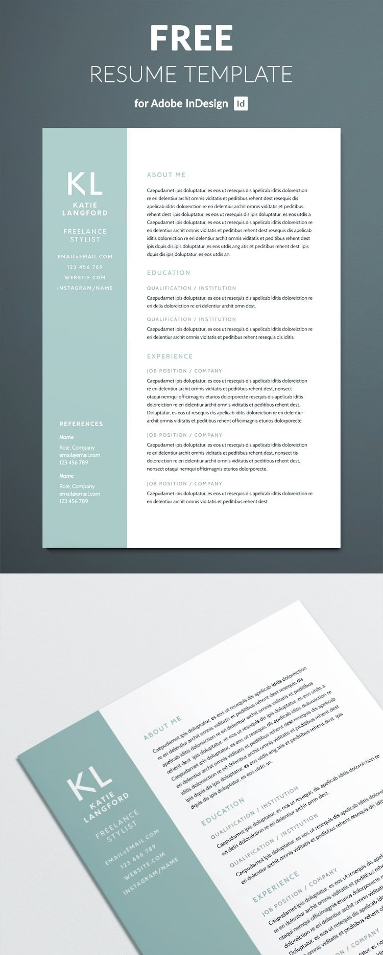 Indesign Resume Template Free Download Modern Resume Template for Indesign