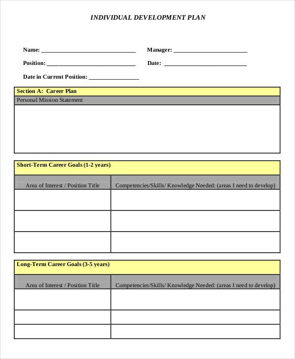 Individual Development Plan Template 15 Individual Development Plan Templates Free Sample