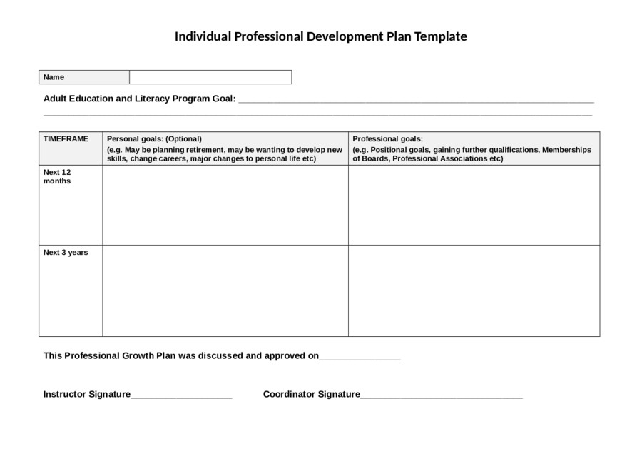 Individual Development Plan Template 2019 Personal Development Plan Fillable Printable Pdf