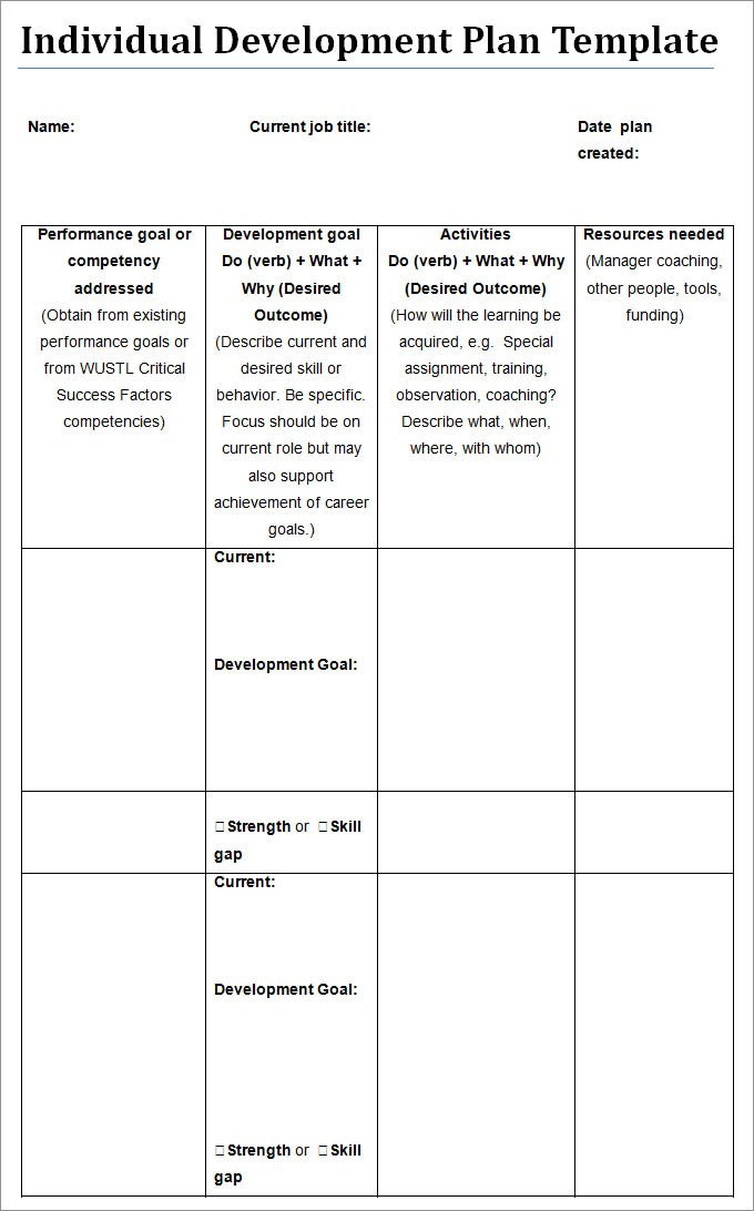 Individual Development Plan Template Individual Development Plan Template 11 Free Pdf Word