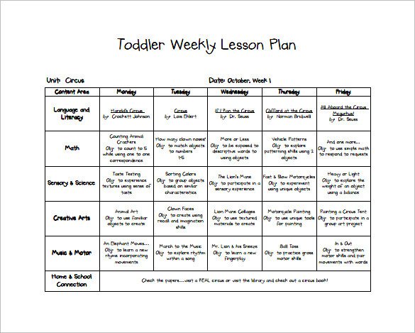 Infant Lesson Plan Template toddler Lesson Plan Template 9 Free Pdf Word format