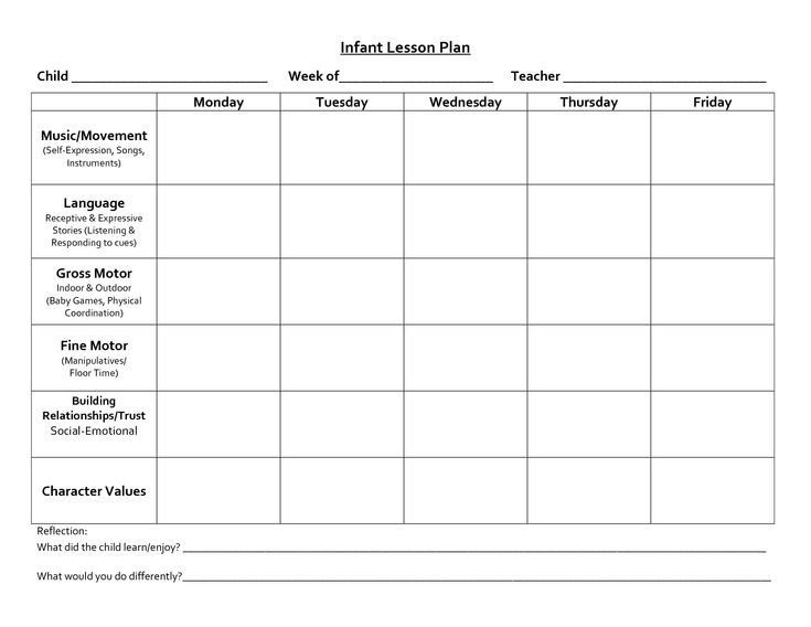 Infant Lesson Plan Templates Infant Blank Lesson Plan Sheets