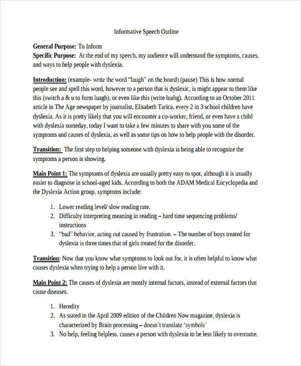 Informative Speech Outline Examples 10 Informative Speech Examples & Samples Pdf Doc