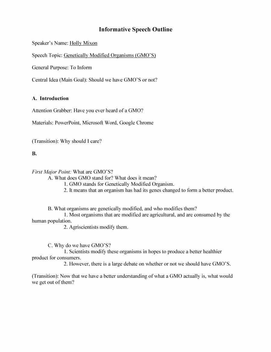Informative Speech Outline Examples 43 Informative Speech Outline Templates & Examples