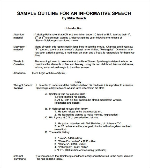 Informative Speech Outline Examples Sample Informative Speech 11 Documents In Pdf Word