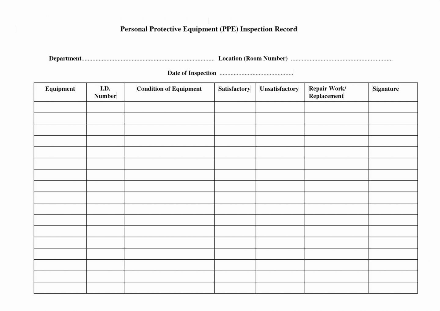 Inspection Log Sheet Easy to Use Inspection Checklist and form Samples Violeet