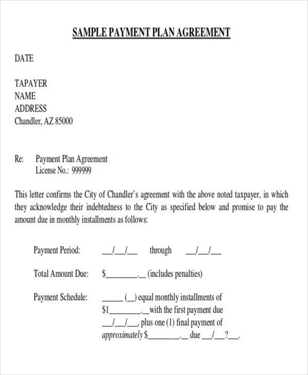 Installment Payment Agreement Template Sample Payment Plan Agreement 10 Examples In Word Pdf