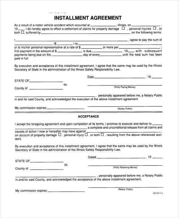 Installment Payment Contract Template 8 Installment Agreement Sample forms Free Sample