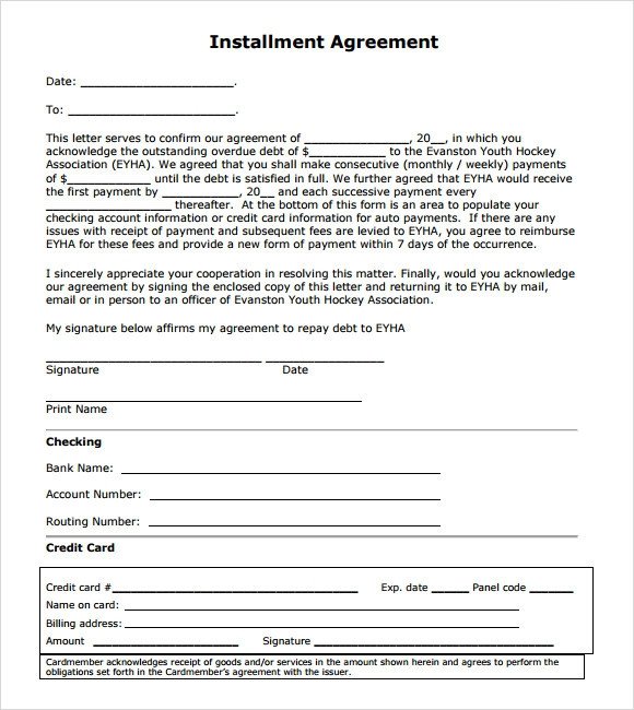 Installment Payment Contract Template Installment Agreement – 7 Free Samples Examples format