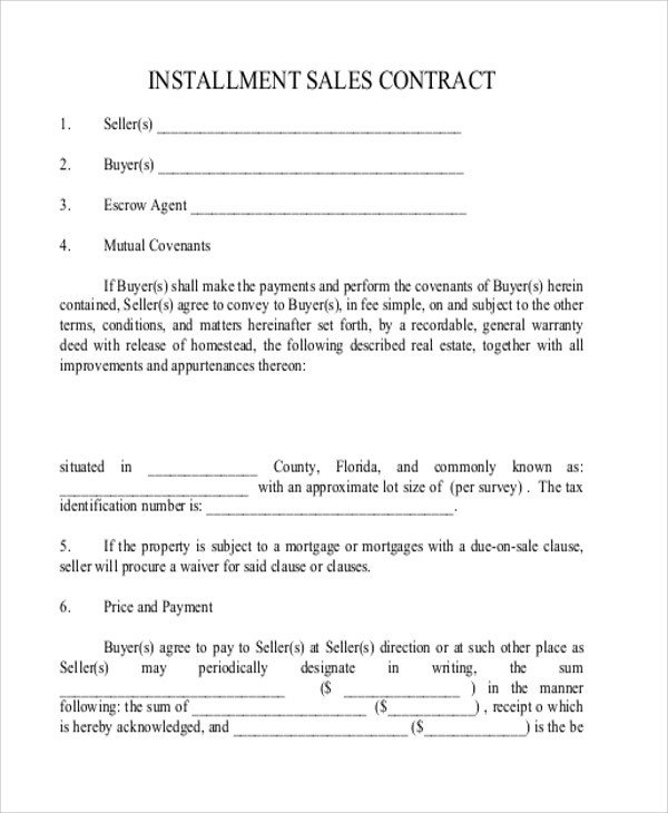 Installment Payment Contract Template Sample Installment Sales Contract 12 Examples In Word Pdf