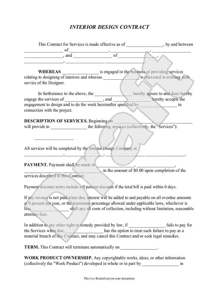 Interior Design Contract Sample Interior Design Contract Agreement Template with Sample