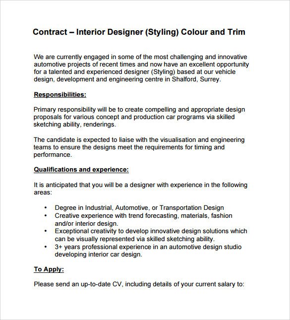 Interior Design Contract Sample Interior Design Contract Template 12 Download Documents
