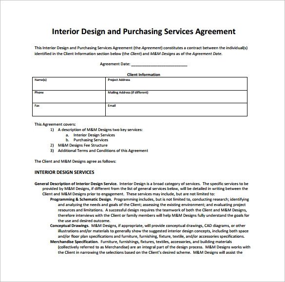 Interior Design Contract Sample Interior Design Contract Template 12 Download Documents