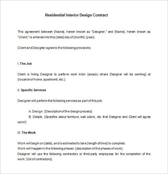 Interior Design Contract Templates Interior Design Contract