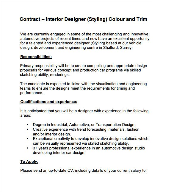Interior Design Contract Templates Interior Design Contract Template 12 Download Documents