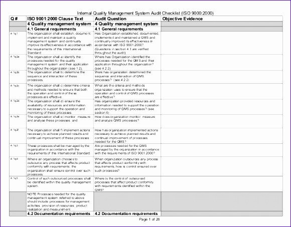 Internal Audit Checklist Template Excel 10 iso 9001 Checklist Excel Template Exceltemplates